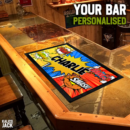Personalised Comic Book Bar Mat