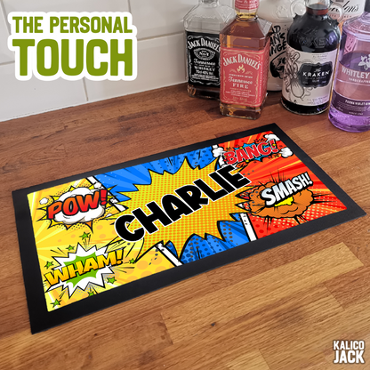Personalised Comic Book Bar Mat