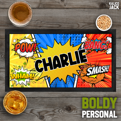 Personalised Comic Book Bar Mat