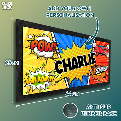 Personalised Comic Book Bar Mat