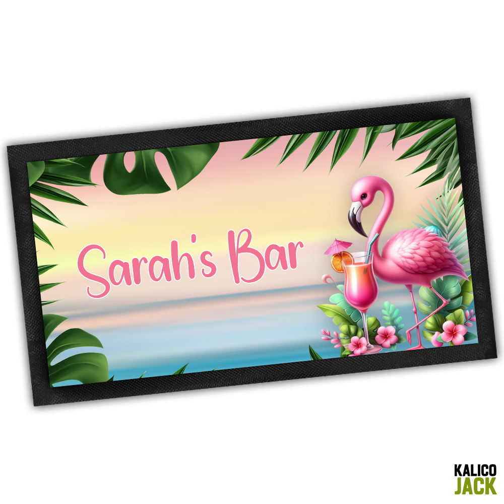 Personalised Flamingo Bar Mat