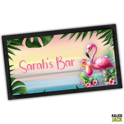 Personalised Flamingo Bar Mat