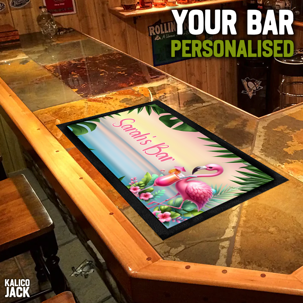 Personalised Flamingo Bar Mat
