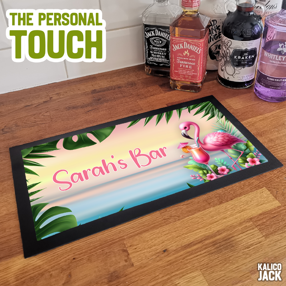Personalised Flamingo Bar Mat
