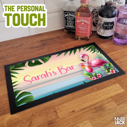 Personalised Flamingo Bar Mat