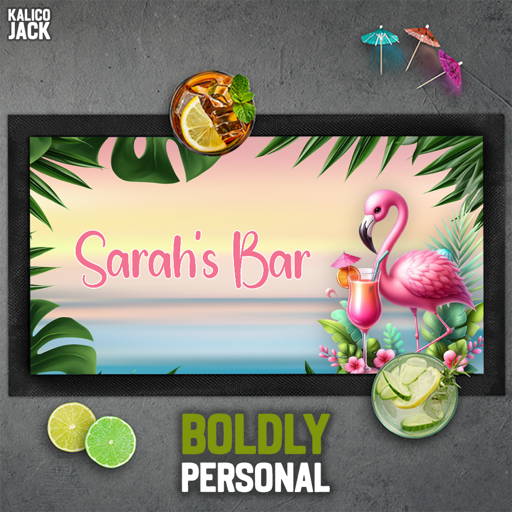 Personalised Flamingo Bar Mat