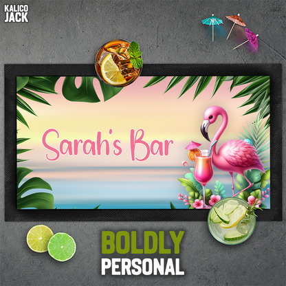 Personalised Flamingo Bar Mat