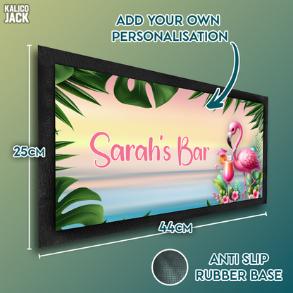 Personalised Flamingo Bar Mat
