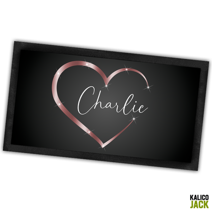 Personalised Rose Heart Pet Feeding Mat