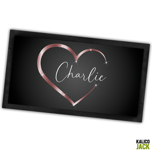Personalised Rose Heart Pet Feeding Mat