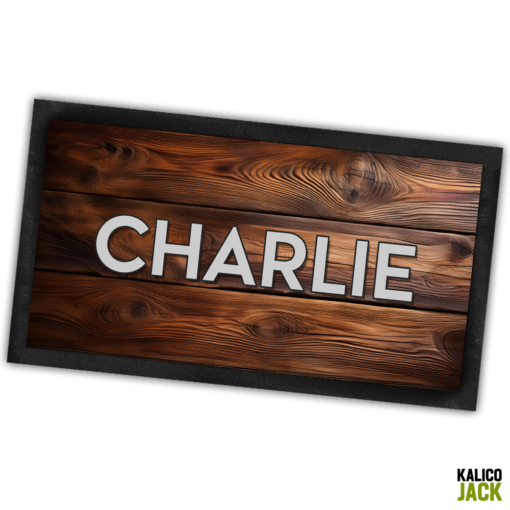 Personalised Rustic Wood Pet Feeding Mat