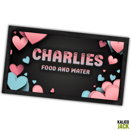 Personalised Hearts Pet Feeding Mat