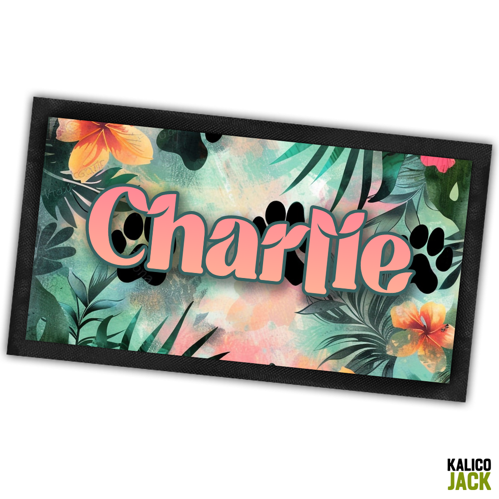 Personalised Tropical Paw Pet Feeding Mat