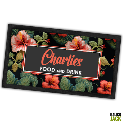 Personalised Hibiscus Floral Pet Feeding Mat