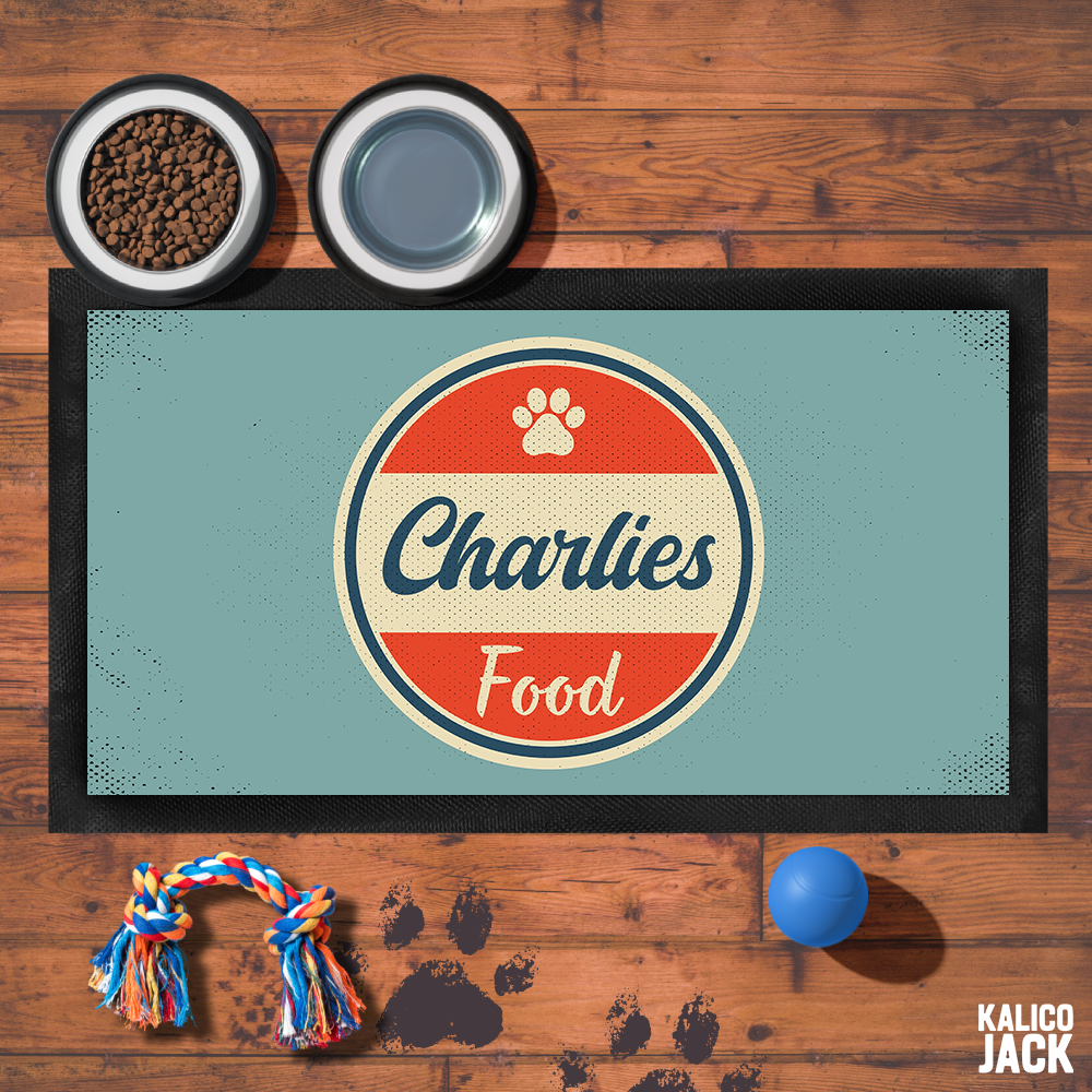 Personalised Retro Pet Feeding Mat