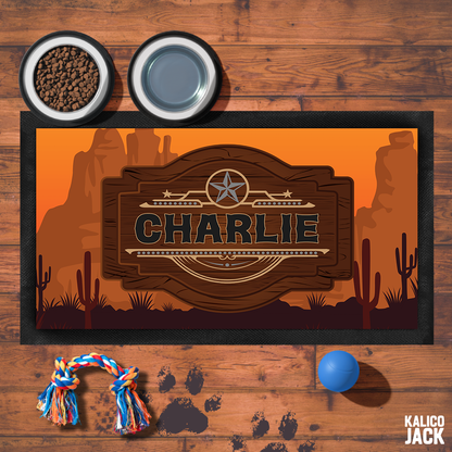 Personalised Wild West Pet Feeding Mat