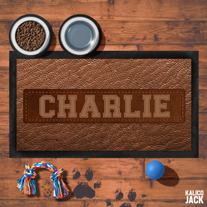 Personalised Leather Pet Feeding Mat