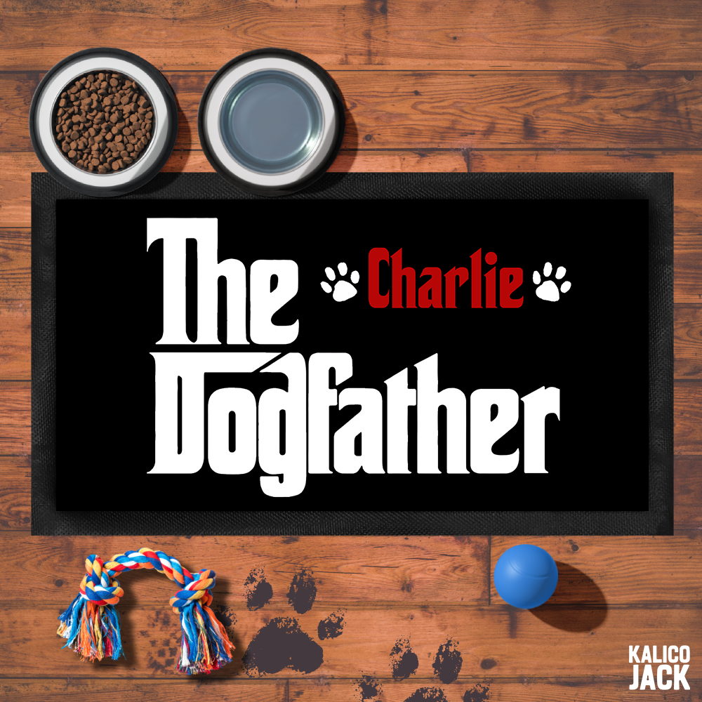 Personalised The Dogfather Pet Feeding Mat