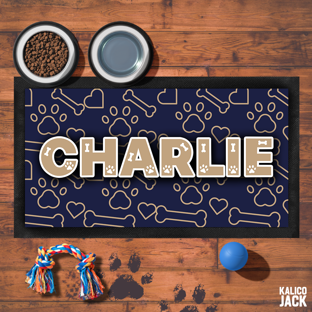 Personalised Paws and Bones Pet Feeding Mat
