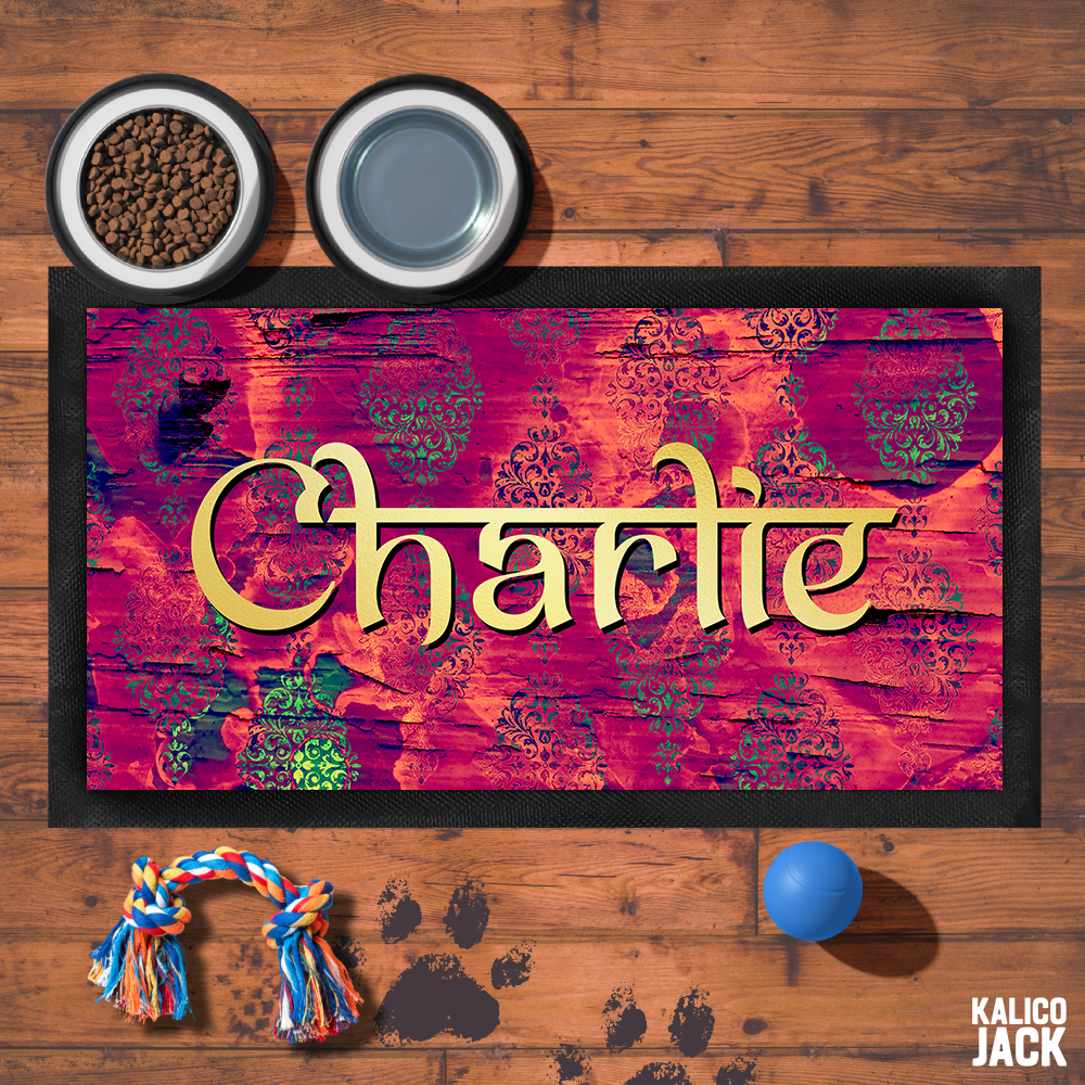 Personalised Saffron Thread Pet Feeding Mat