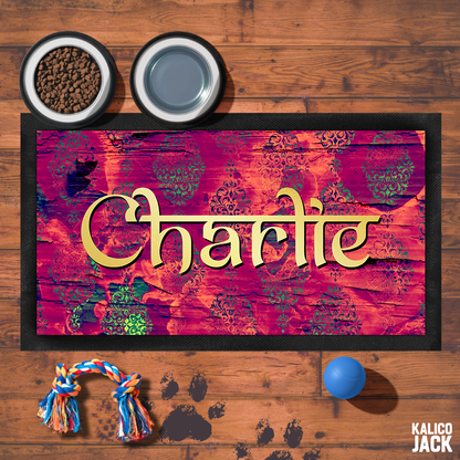 Personalised Saffron Thread Pet Feeding Mat