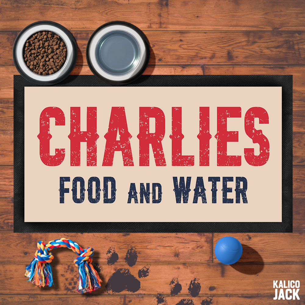 Personalised Rustic Western Pet Feeding Mat