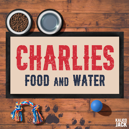Personalised Rustic Western Pet Feeding Mat