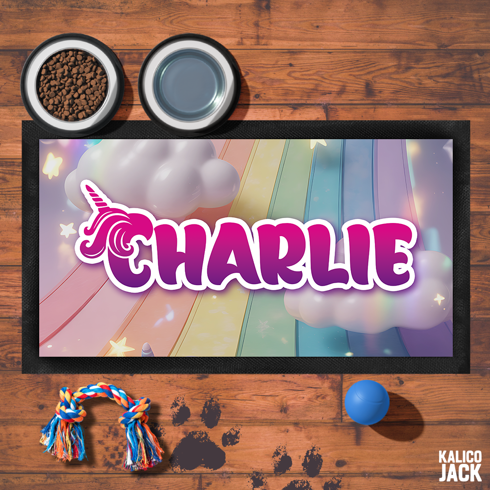 Personalised Unicorn Pet Feeding Mat