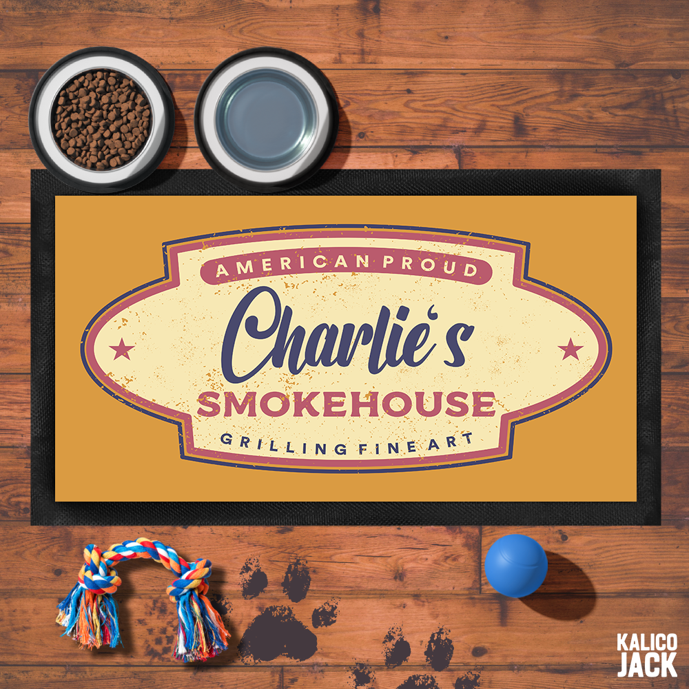 Personalised Smokehouse Pet Feeding Mat