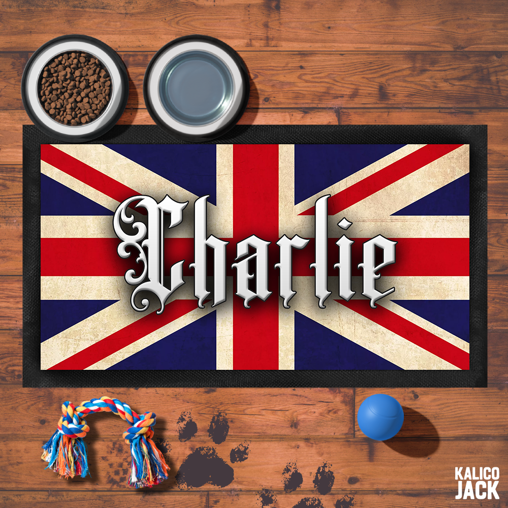 Personalised Union Jack Pet Feeding Mat