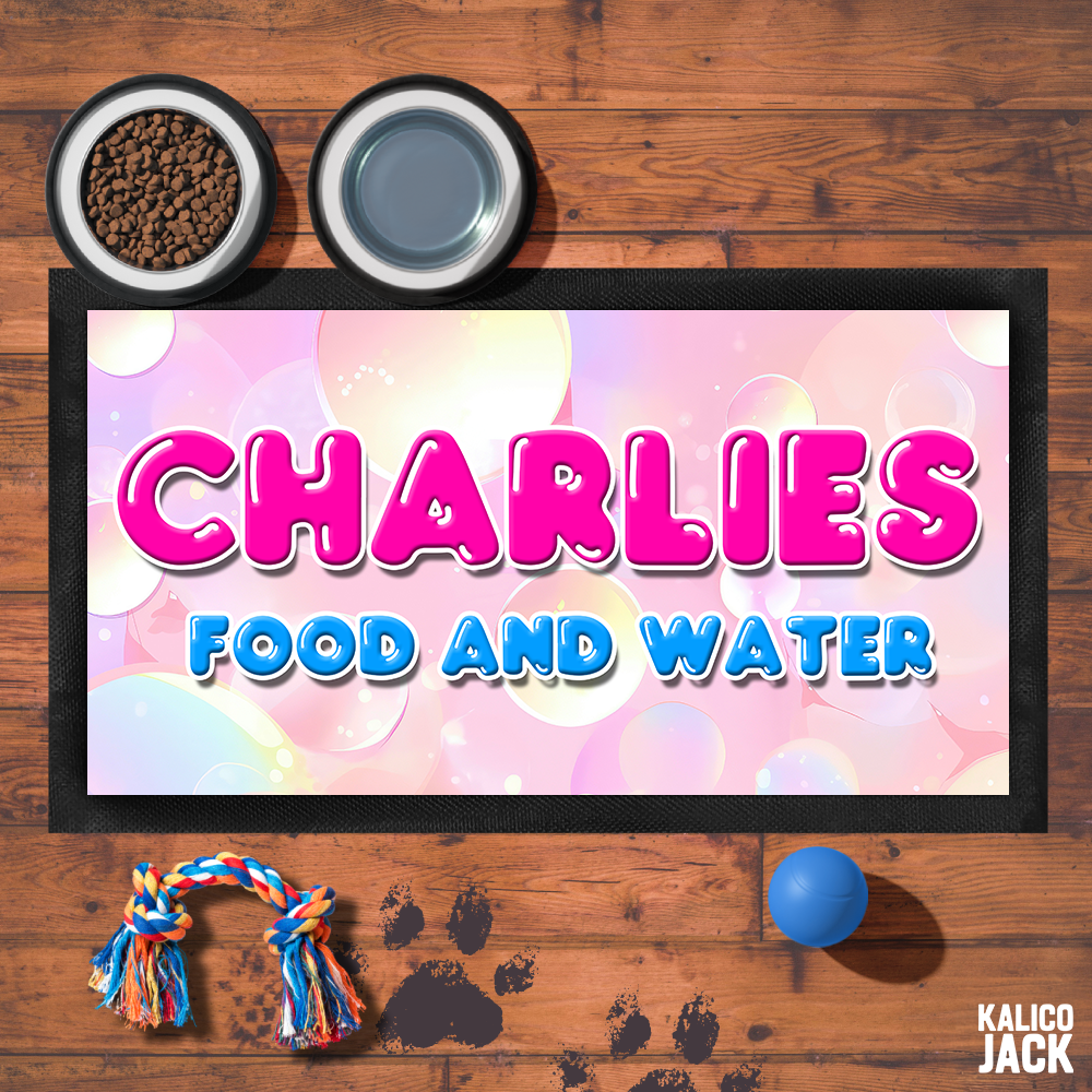 Personalised Bubbles Pet Feeding Mat