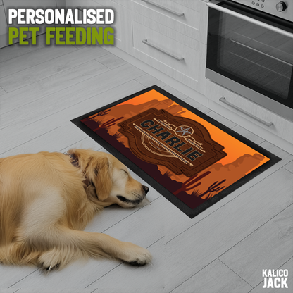 Personalised Wild West Pet Feeding Mat