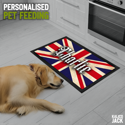 Personalised Union Jack Pet Feeding Mat