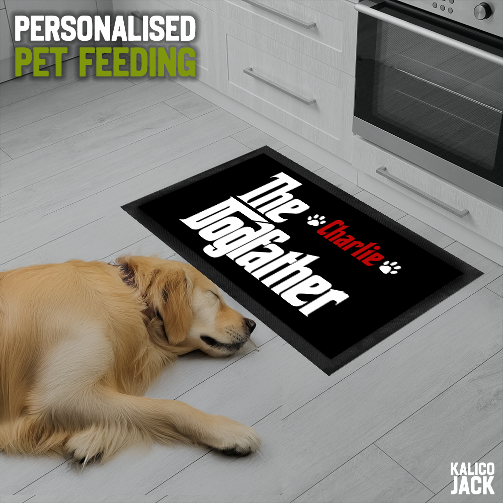 Personalised The Dogfather Pet Feeding Mat