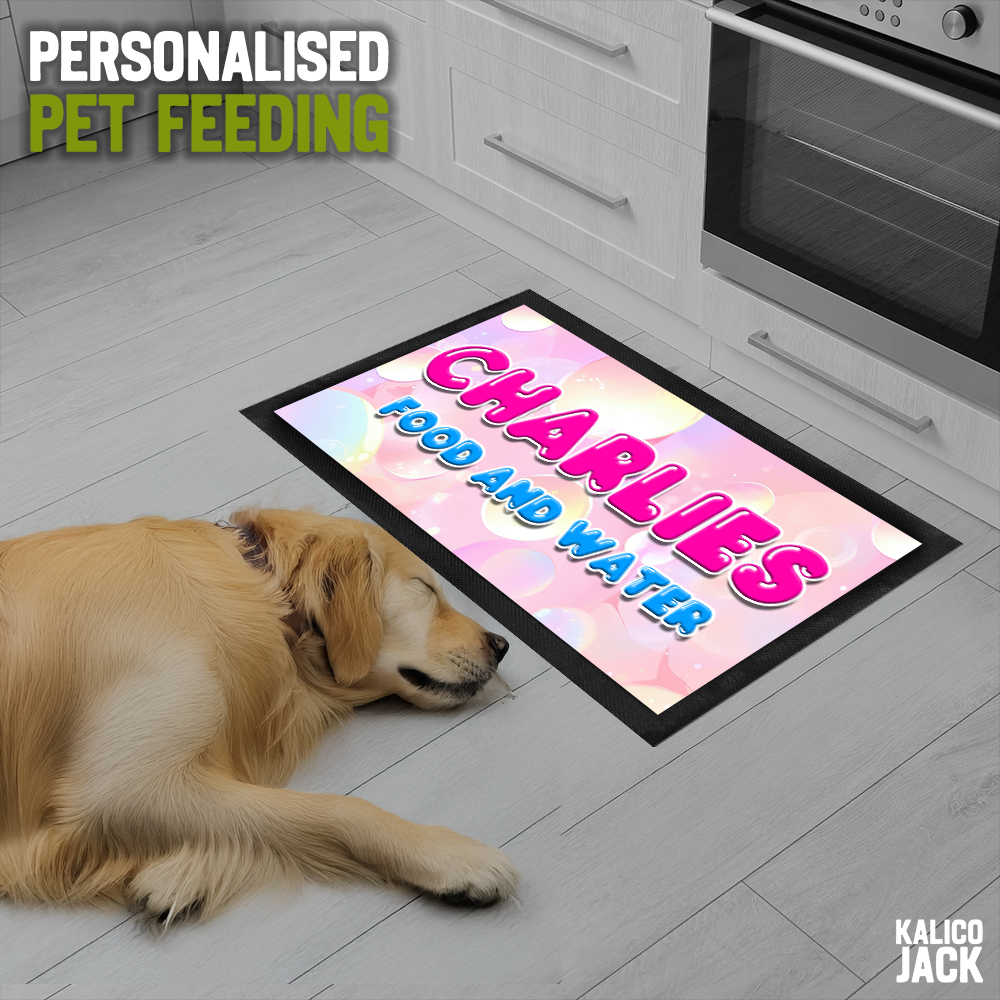 Personalised Bubbles Pet Feeding Mat