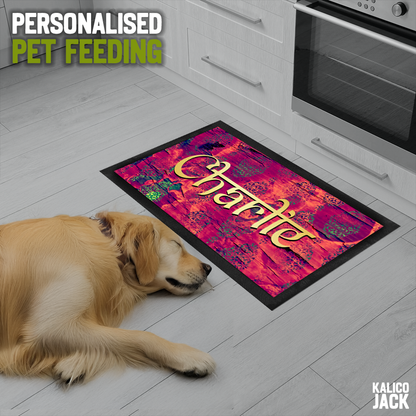 Personalised Saffron Thread Pet Feeding Mat