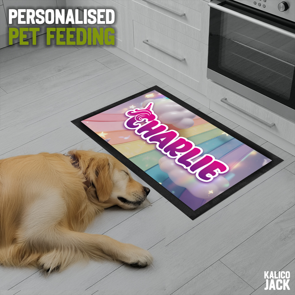 Personalised Unicorn Pet Feeding Mat