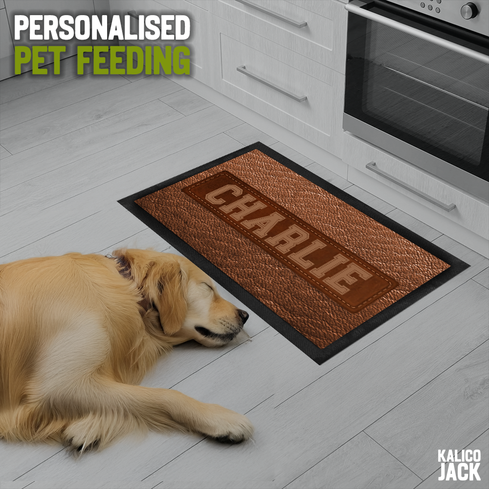 Personalised Leather Pet Feeding Mat