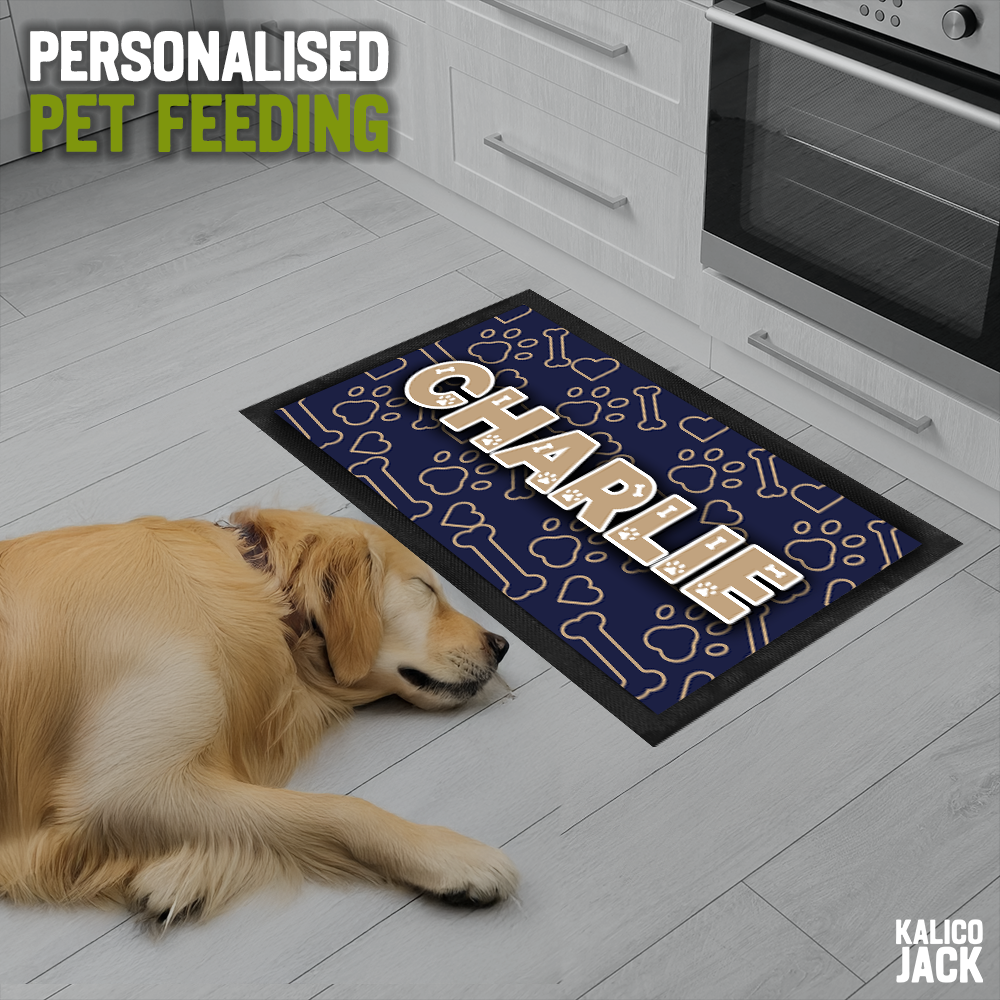 Personalised Paws and Bones Pet Feeding Mat