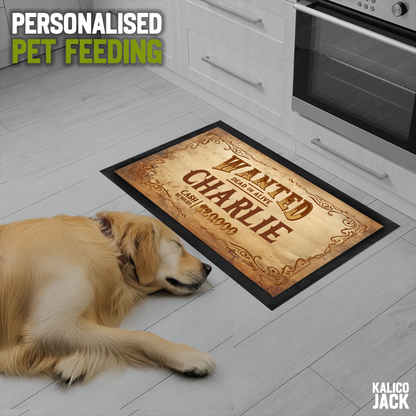 Personalised Wanted Pet Feeding Mat