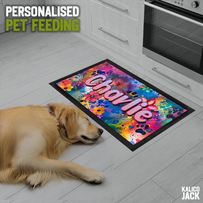 Personalised Paw Splash Pet Feeding Mat