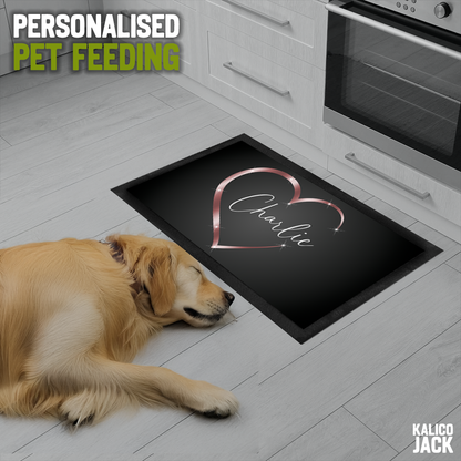 Personalised Rose Heart Pet Feeding Mat