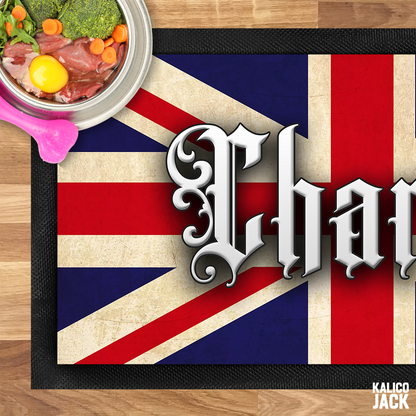 Personalised Union Jack Pet Feeding Mat