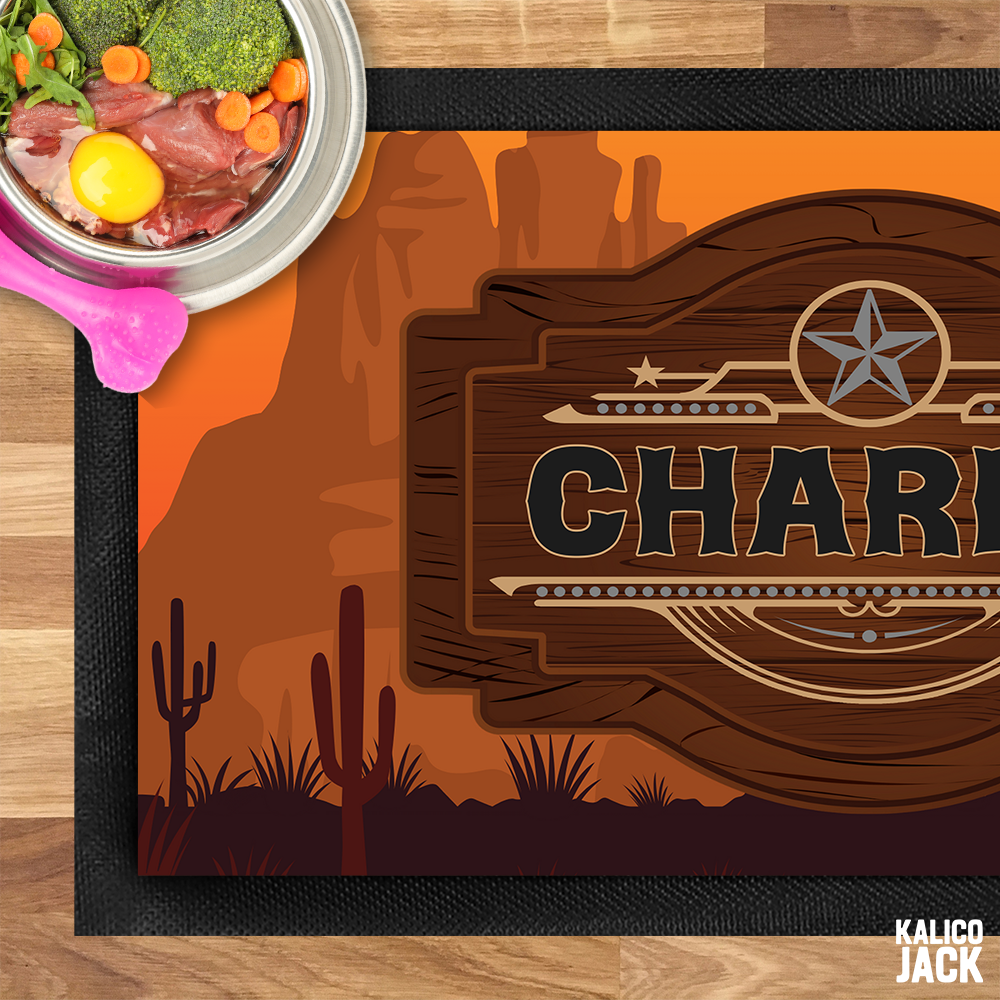 Personalised Wild West Pet Feeding Mat