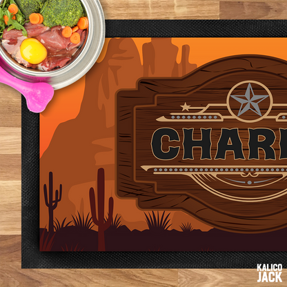 Personalised Wild West Pet Feeding Mat