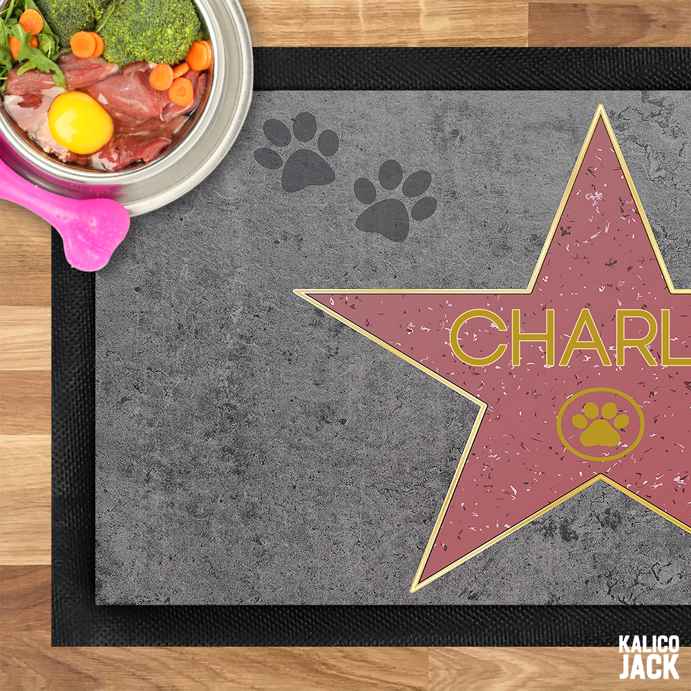 Personalised Walk of Fame Pet Feeding Mat