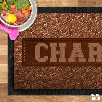 Personalised Leather Pet Feeding Mat