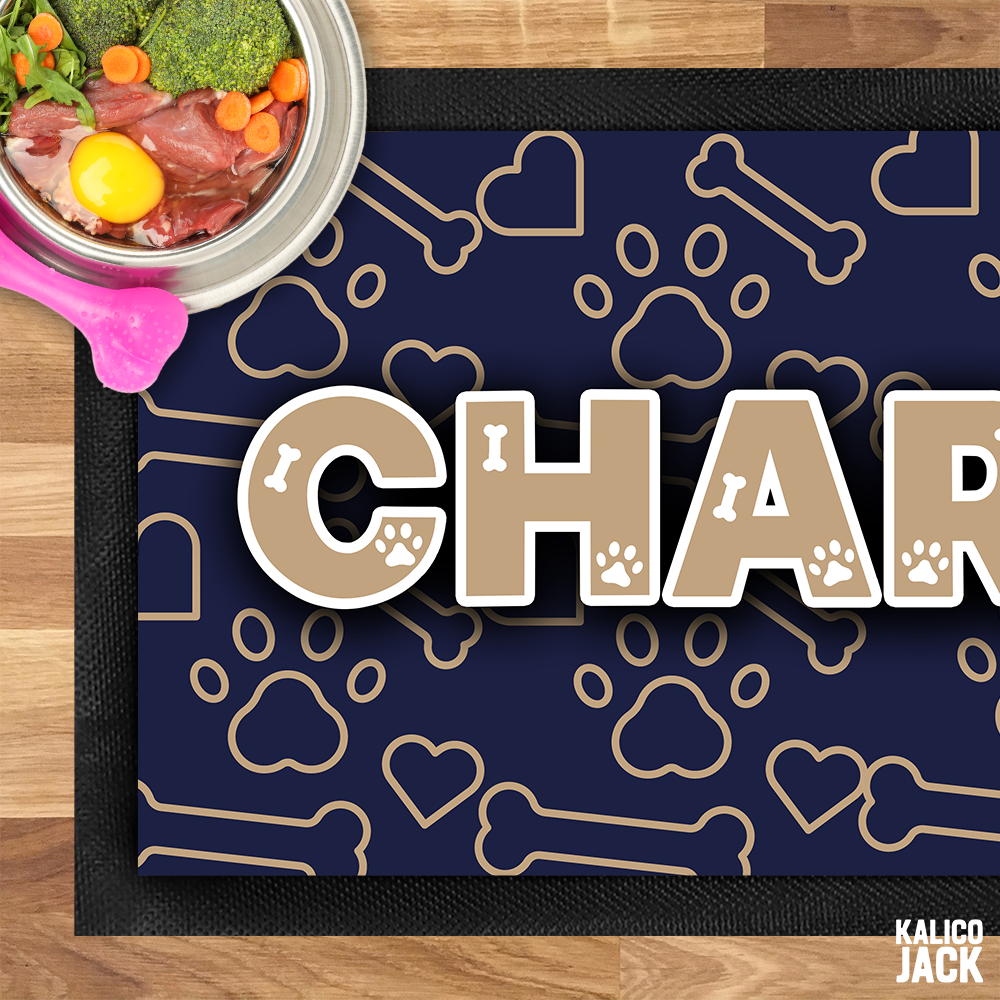 Personalised Paws and Bones Pet Feeding Mat