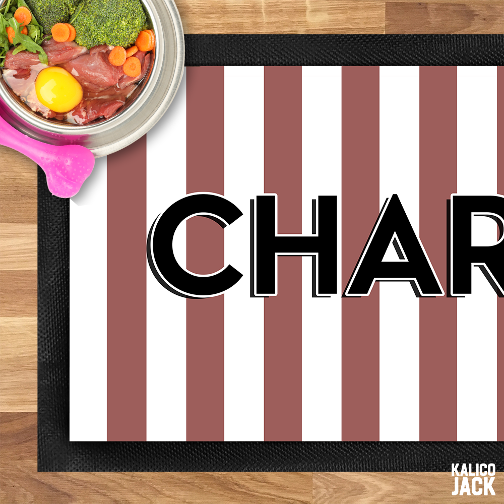 Personalised Stripes Pet Feeding Mat