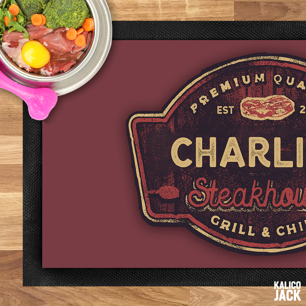 Personalised Steakhouse Pet Feeding Mat